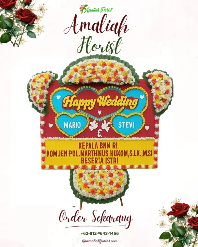Karangan Papan Bunga Pernikahan di Ome